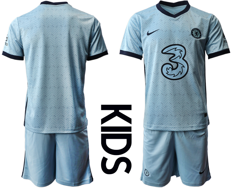 Youth 2020-2021 club Chelsea away Light blue blank Soccer Jerseys->chelsea jersey->Soccer Club Jersey